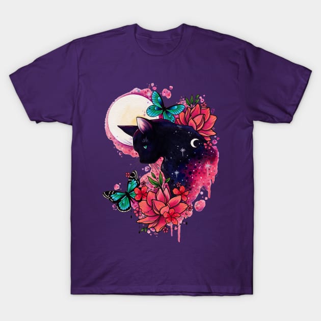 The Midnight Cat design by Lorna Laine T-Shirt by Lorna Laine